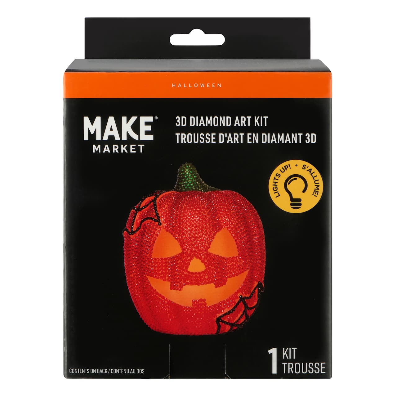 5.5" Jack-O'-Lantern Light-Up 3D Diamond Art Kit by Make Market®